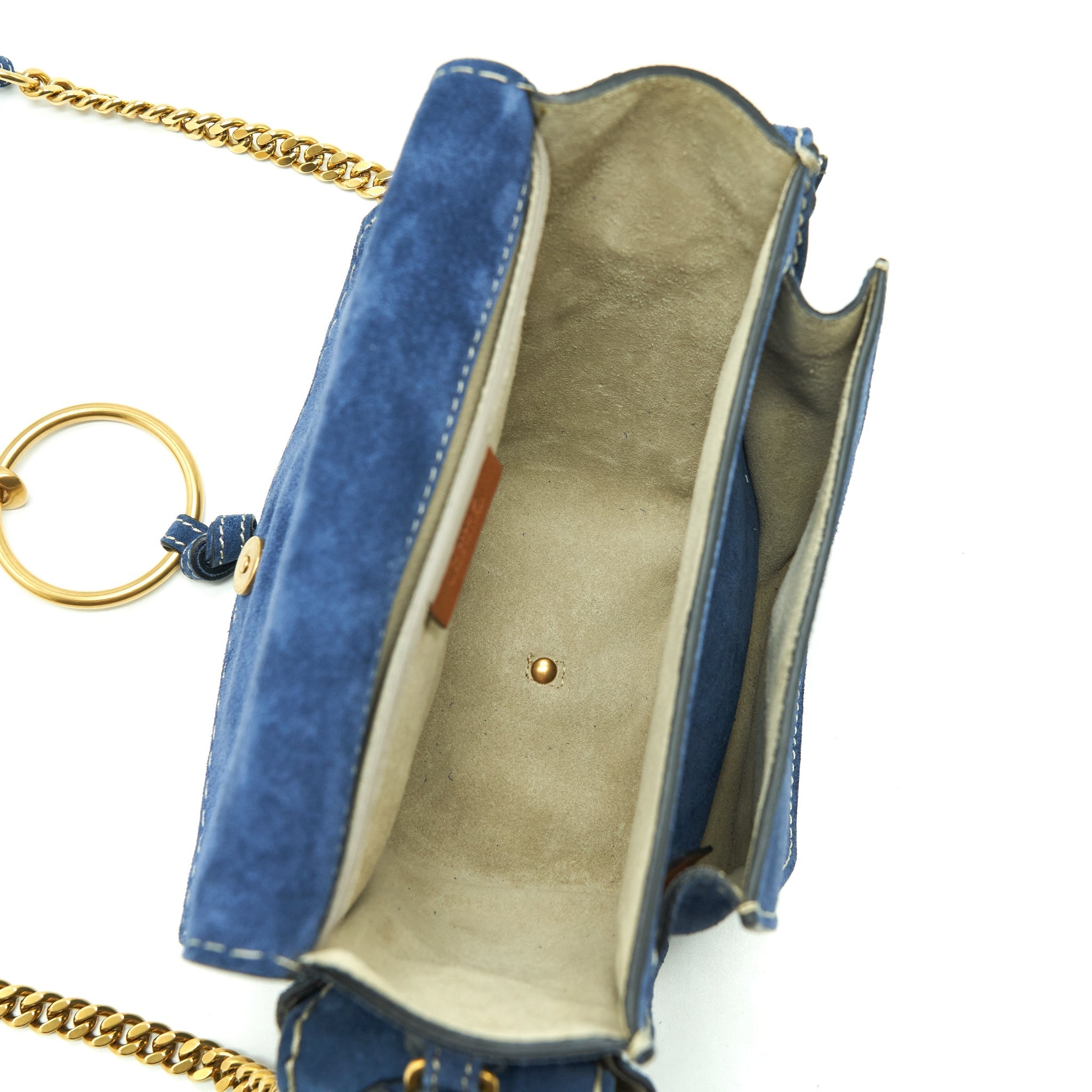 CHLOE PORTE EPAULE BAG SUEDE ROYAL BLUE GHW