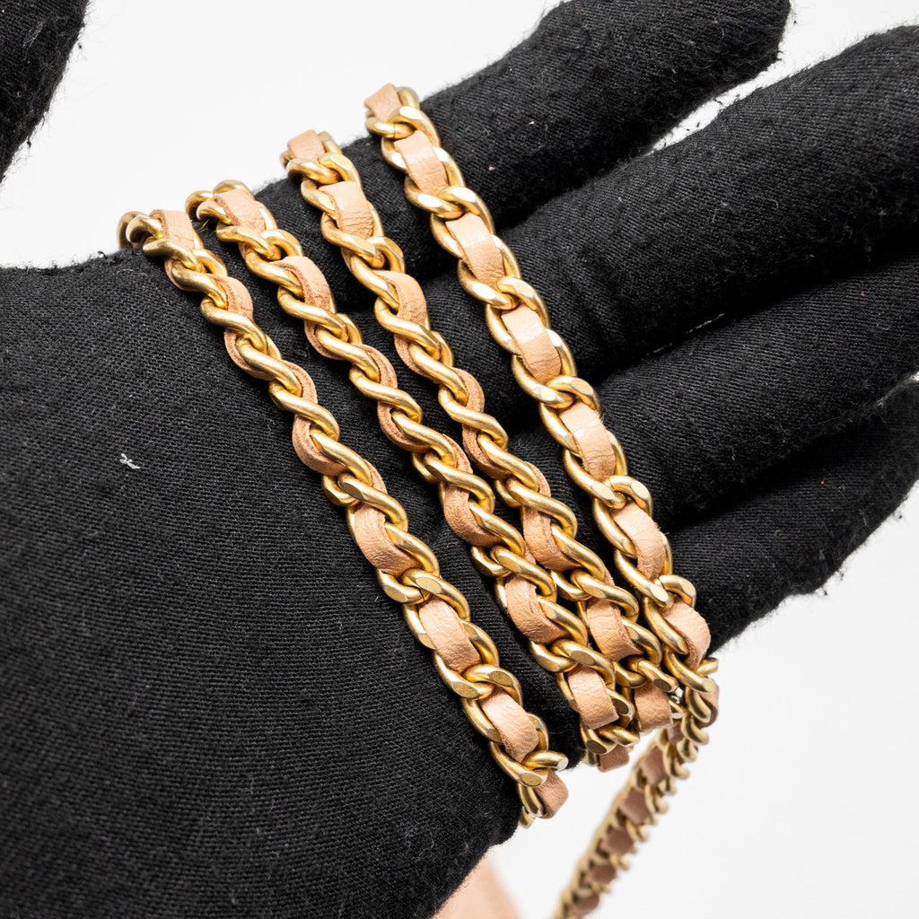 CHANEL TOP HANDLE LONG VANITY WITH CHAIN LAMBSKIN BEIGE BRUSHED GHW