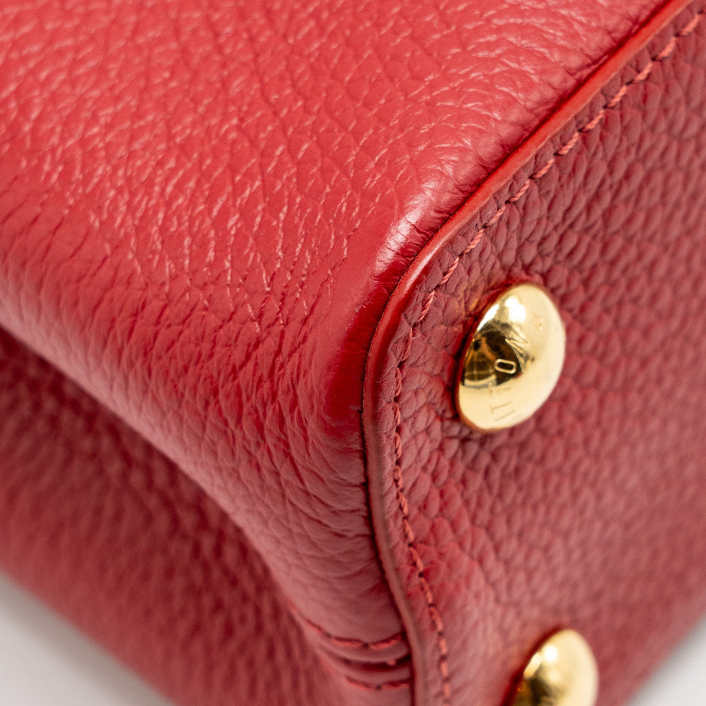 LOUIS VUITTON CAPUCINE BB WITH PYTHON HANDLE TAURILLON RED GHW