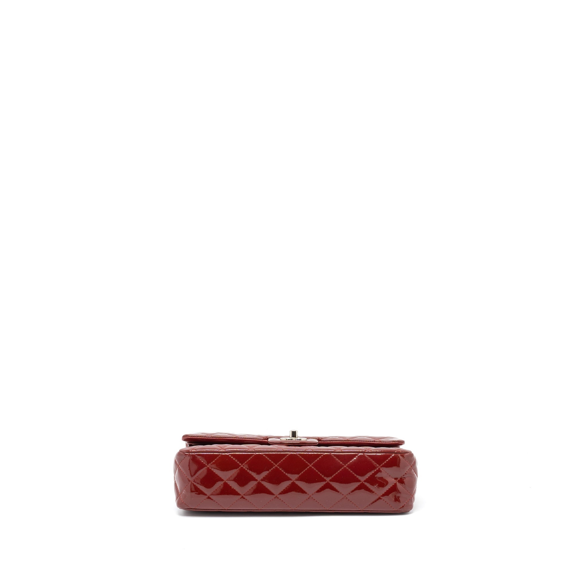 CHANEL MEDIUM CLASSIC DOUBLE FLAP BAG PATENT RED SHW