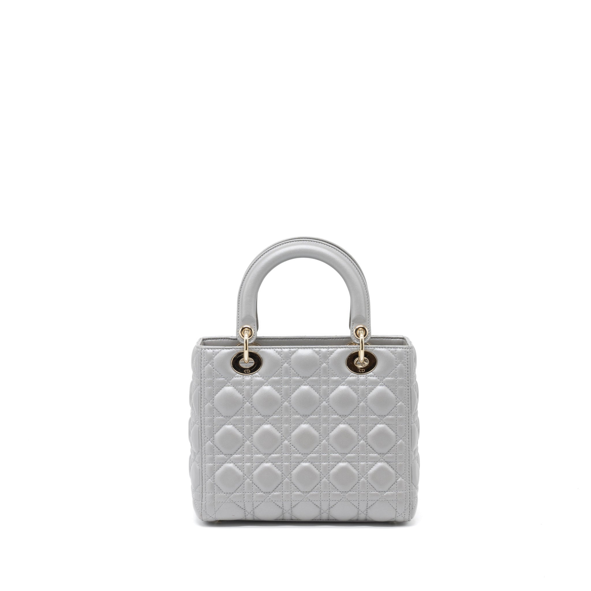 DIOR MEDIUM LADY DIOR LAMBSKIN GREY LGHW