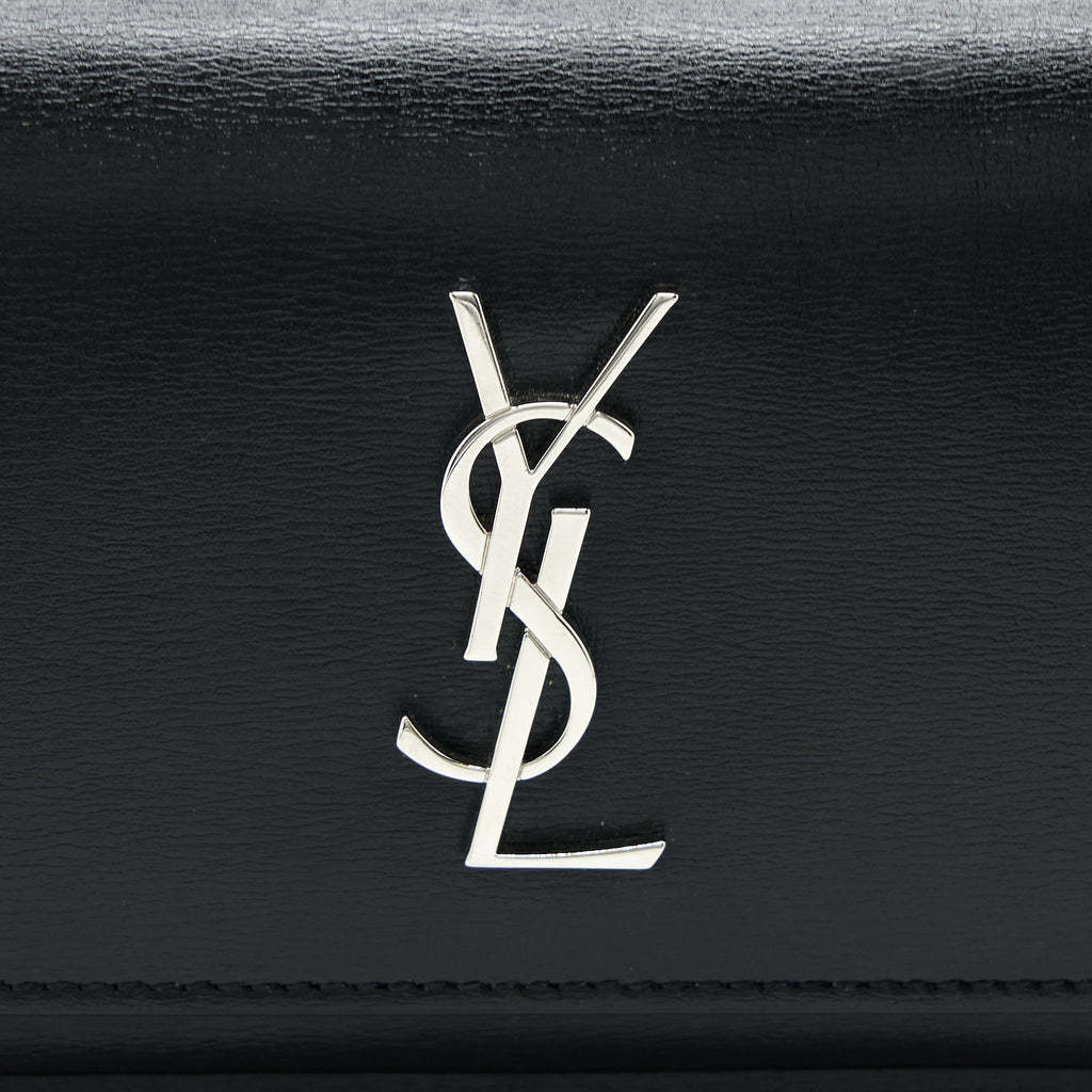 SAINT LAURENT SUNSET CHAIN WALLET SMOOTH CALFSKIN BLACK SHW