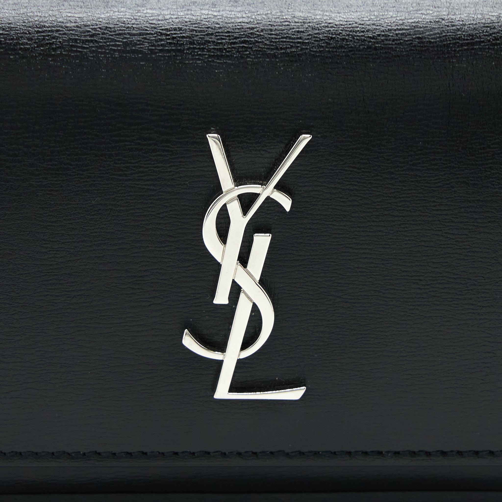 SAINT LAURENT SUNSET CHAIN WALLET SMOOTH CALFSKIN BLACK SHW