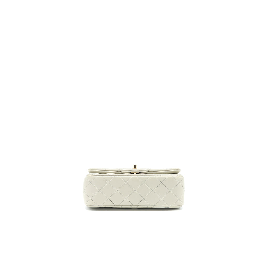 CHANEL MINI RECTANGULAR FLAP BAG LAMBSKIN LIGHT GREY LGHW (MICROCHIP)