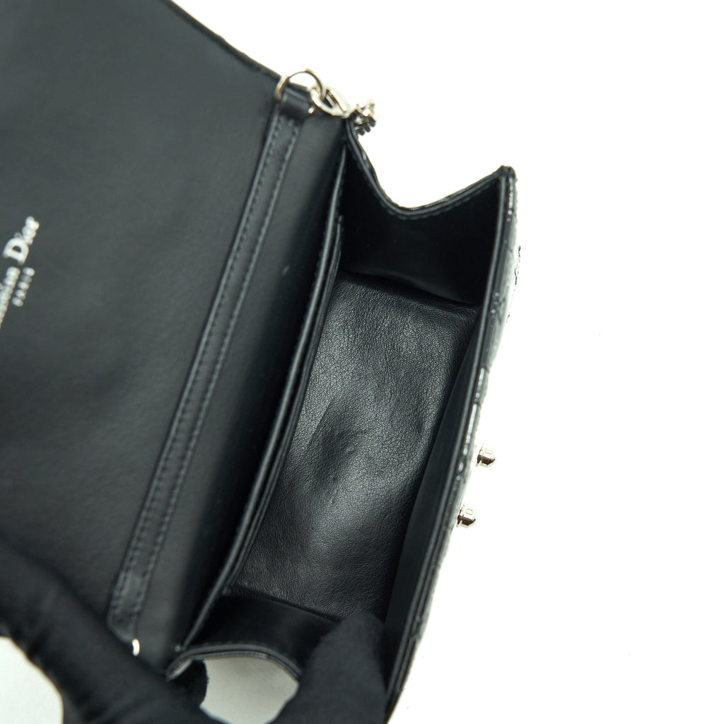 DIOR MINI MISS DIOR FLAP BAG PATENT BLACK SHW