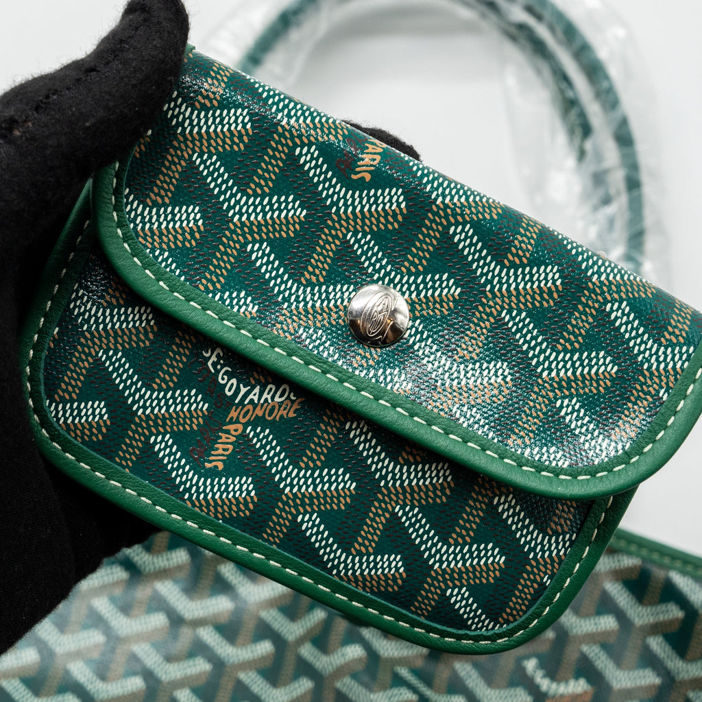 GOYARD MINI ANJOU TOTE BAG GOYARDLINE CANVAS / CALFSKIN GREEN SHW