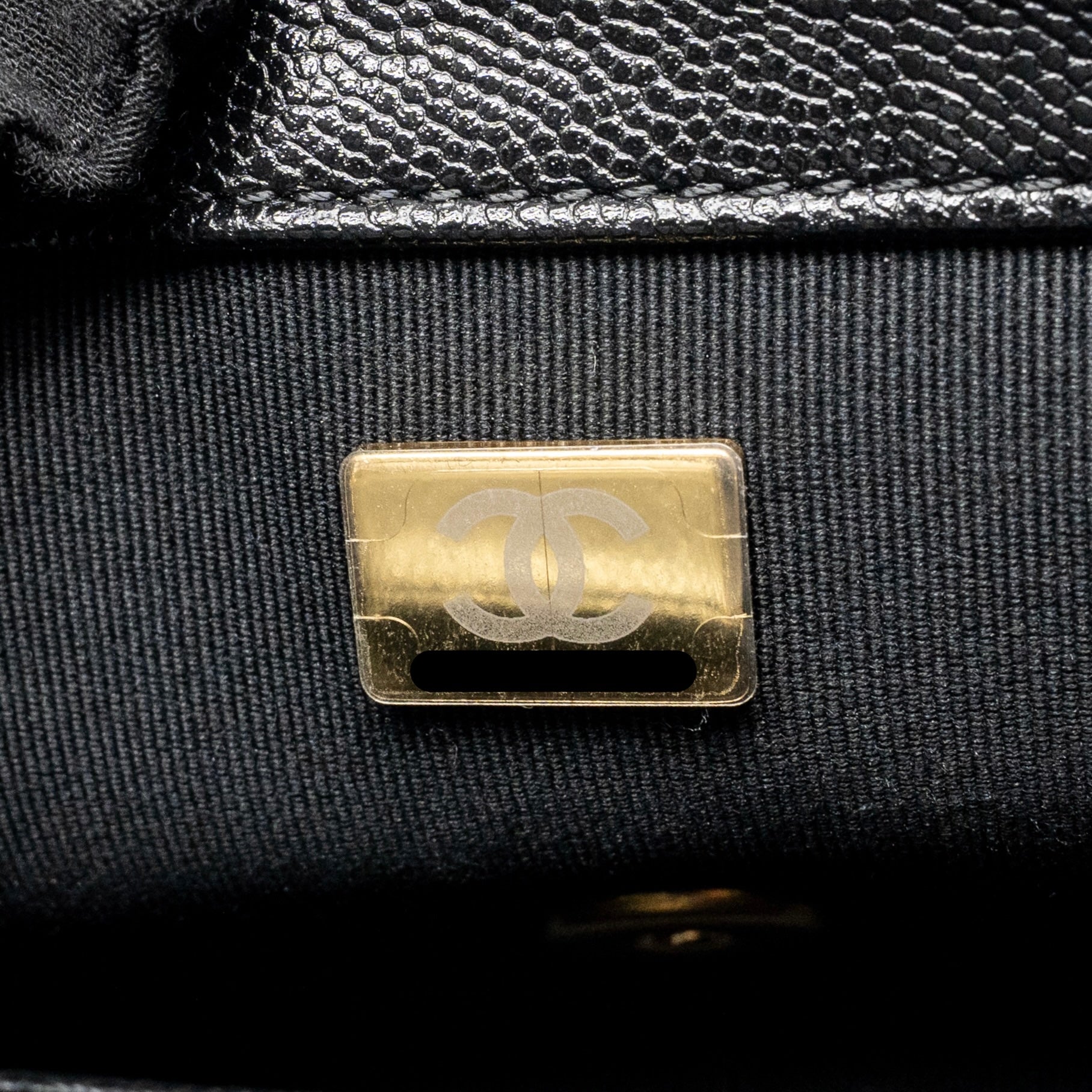 CHANEL GIANT BLACK CHAIN MINI FLAP BAG CAVIAR BLACK GHW (MICROCHIP)