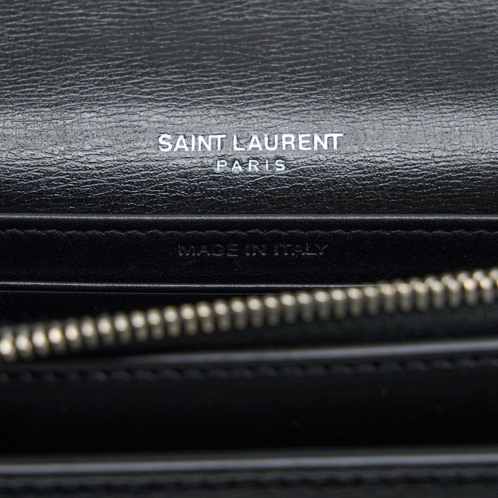 SAINT LAURENT SUNSET CHAIN WALLET SMOOTH CALFSKIN BLACK SHW
