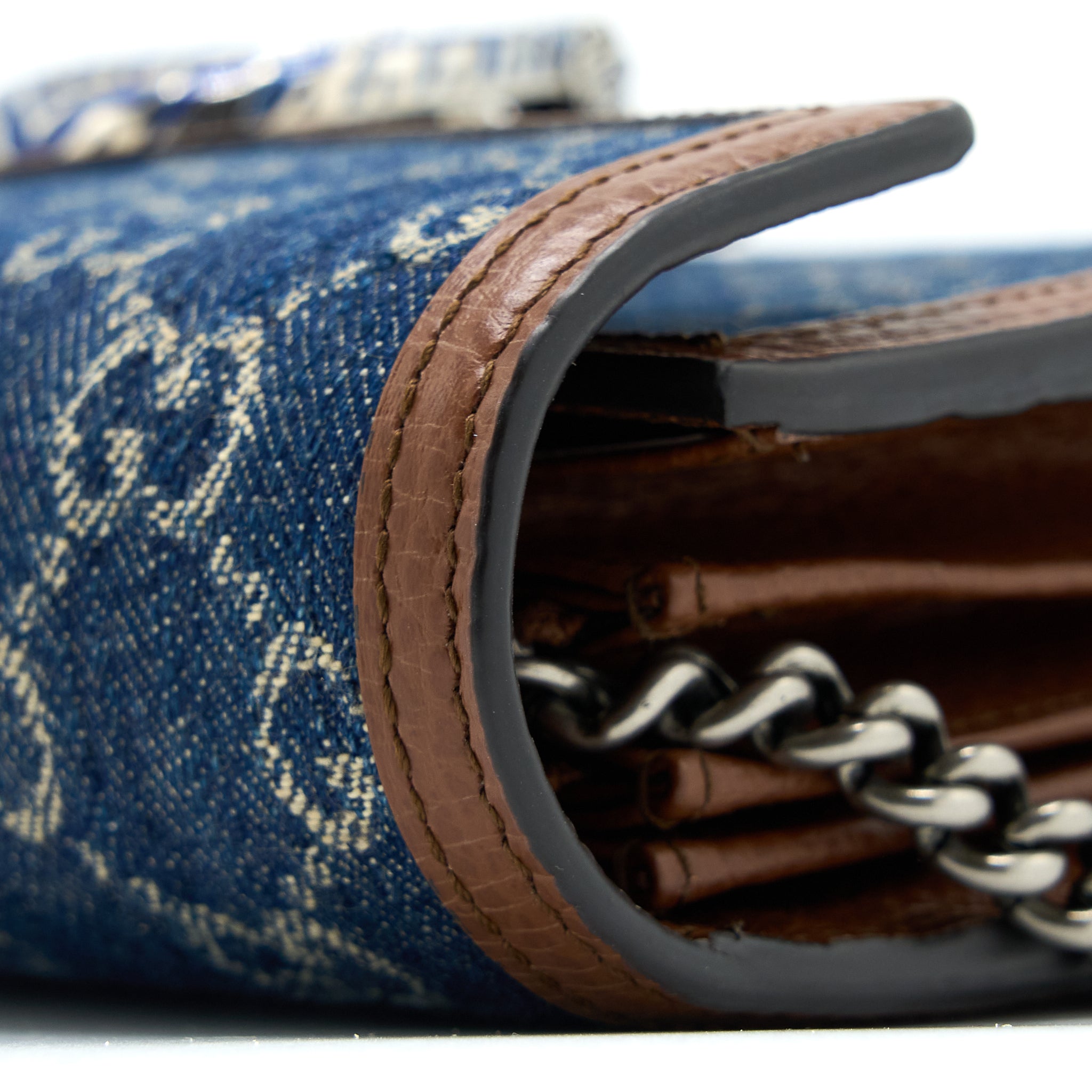 GUCCI DIONYSUS WALLET ON CHAIN GG SUPREME DENIM/LEATHER MULTICOLOURED HARDWARE