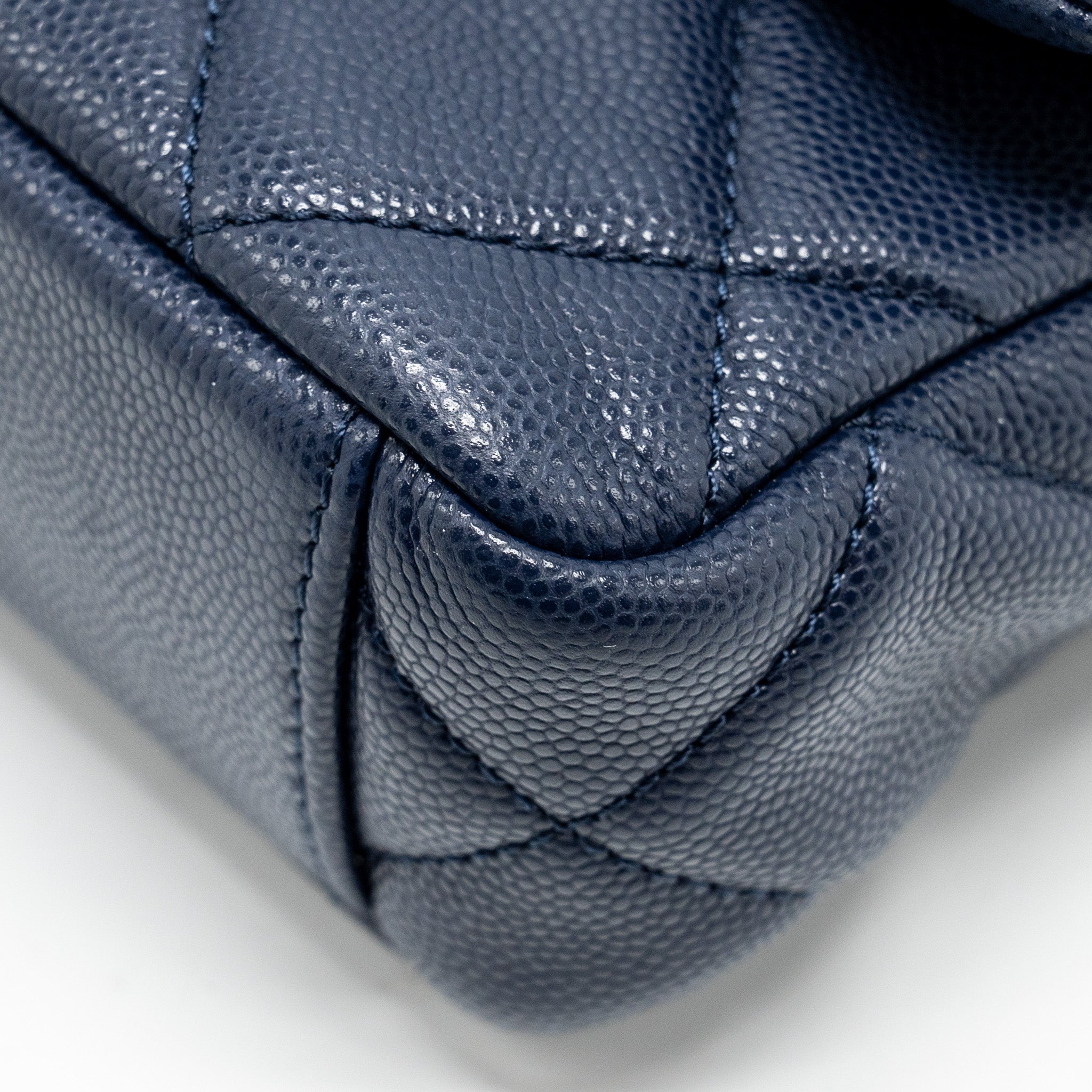 CHANEL 22A BUTTON ON CHAIN MINI SQUARE FLAP BAG CAVIAR NAVY GHW (MICROCHIP)