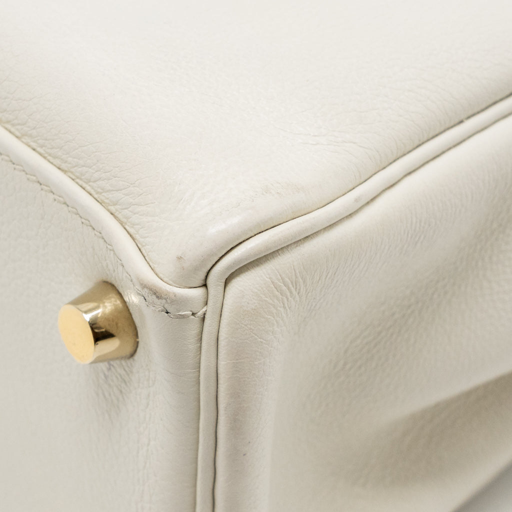 HERMES KELLY 25 EVERCOLOR BLANC GHW