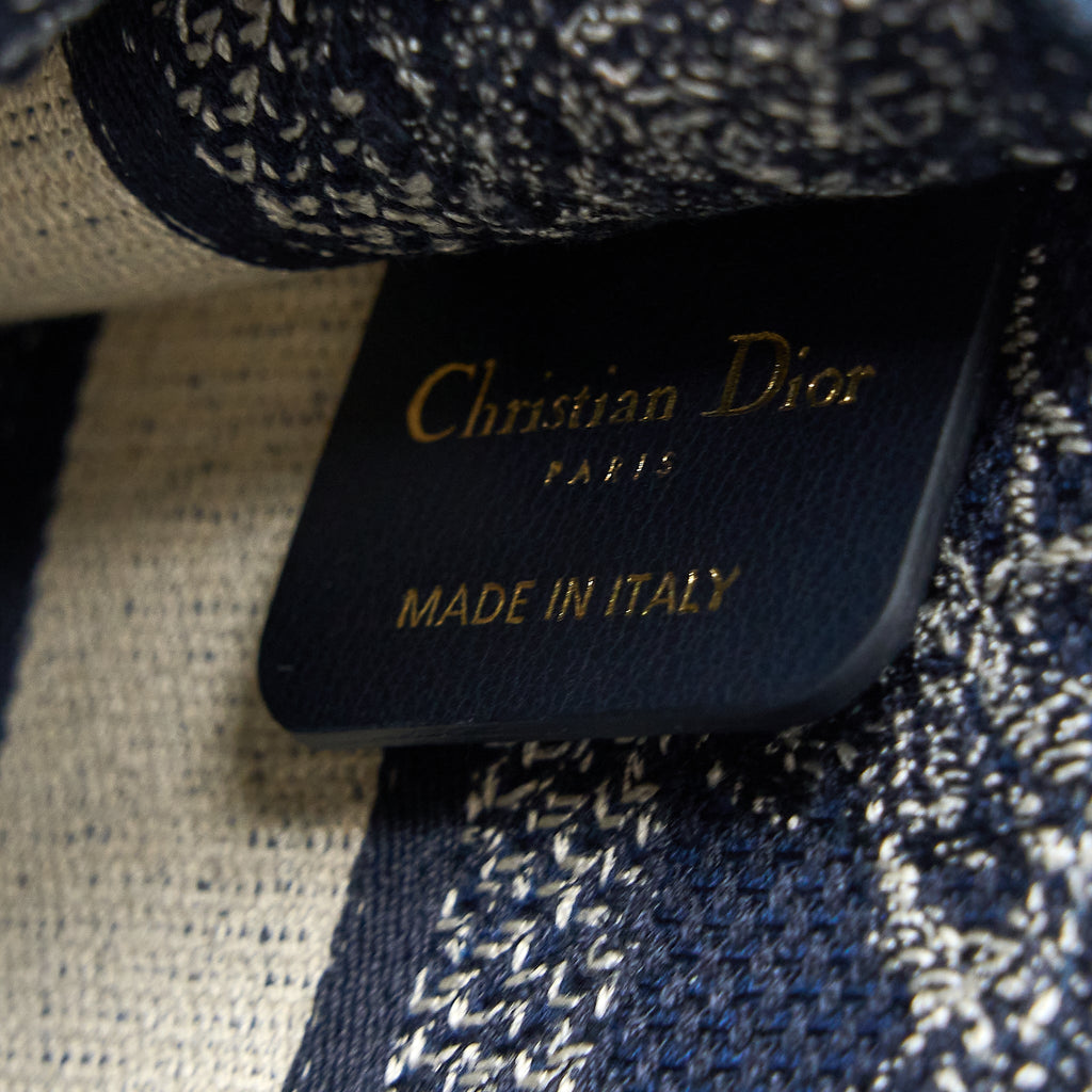 DIOR MINI BOOK TOTE LIMITED EDITION BLUE TOILE DE JOUY REVERSE EMBROIDERY