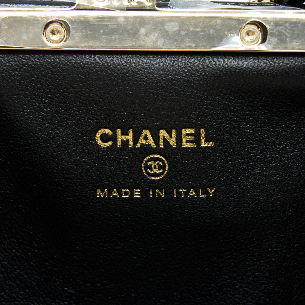 CHANEL QUILTED MINI CLIP WITH CHAIN AGED CALFSKIN BLACK LGHW
