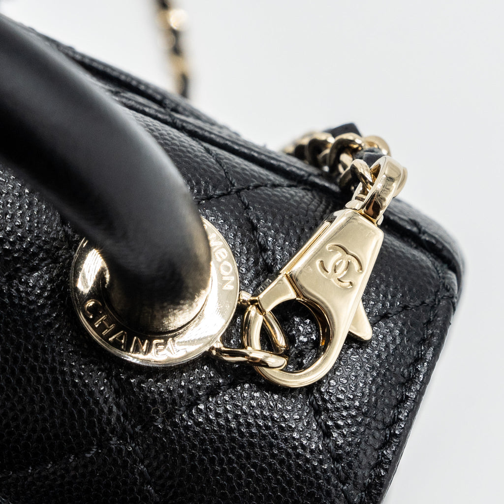CHANEL COCO HANDLE EXTRA MINI CAVIAR BLACK LGHW(MICROCHIP)
