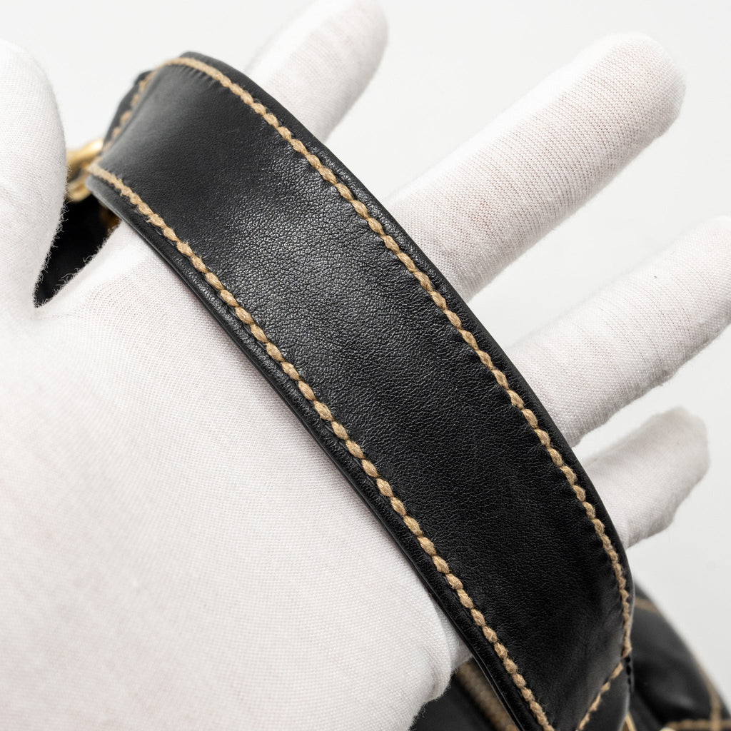 CHANEL VINTAGE WILD STITCH SHOULDER BAG CALFSKIN BLACK GHW