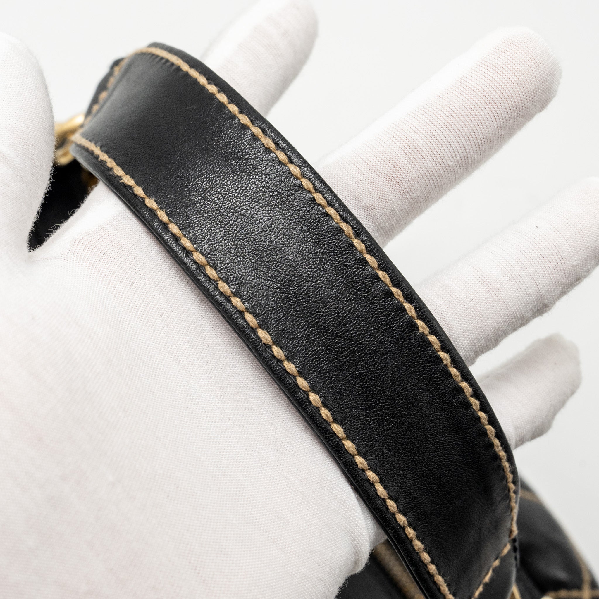 CHANEL VINTAGE WILD STITCH SHOULDER BAG CALFSKIN BLACK GHW