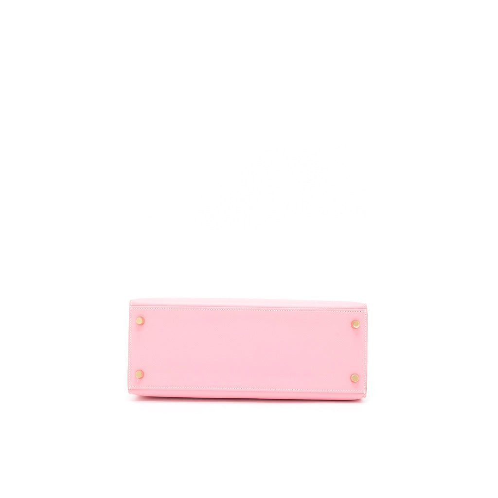 HERMES KELLY 28 SPECIAL ORDER EPSOM BLANC/ROSE CONFETTI BRUSHED GHW