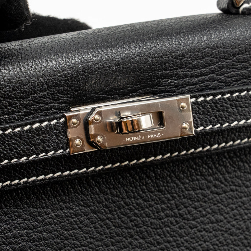 HERMES MINI KELLY II SPECIAL ORDER CHÈVRE MYSORE BLACK/LIME SHW