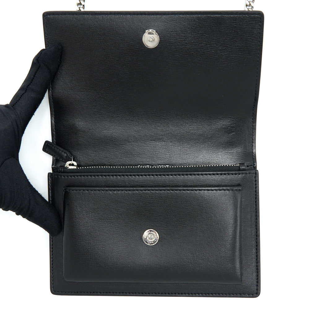 SAINT LAURENT SUNSET CHAIN WALLET SMOOTH CALFSKIN BLACK SHW