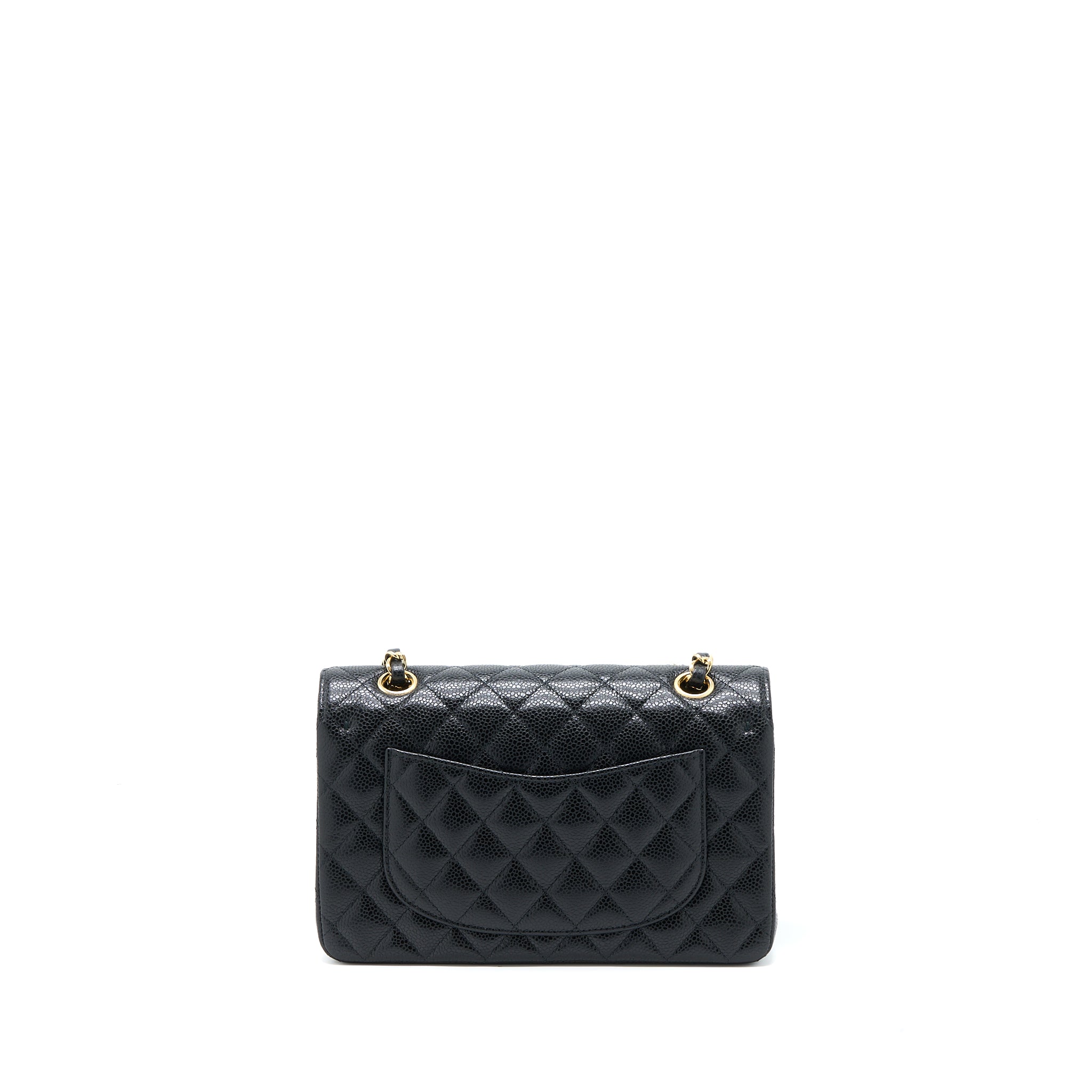 CHANEL SMALL CLASSIC DOUBLE FLAP BAG CAVIAR BLACK GHW (MICROCHIP)