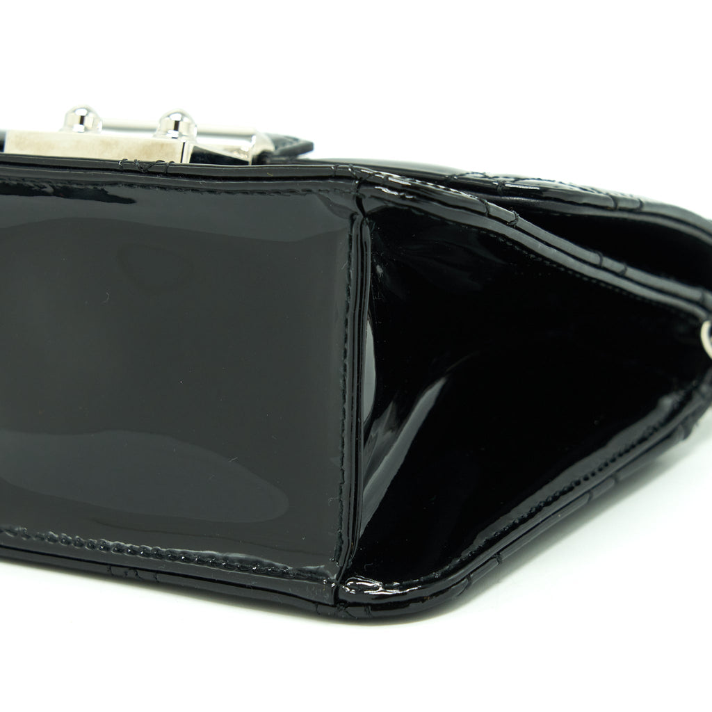 DIOR MINI MISS DIOR FLAP BAG PATENT BLACK SHW