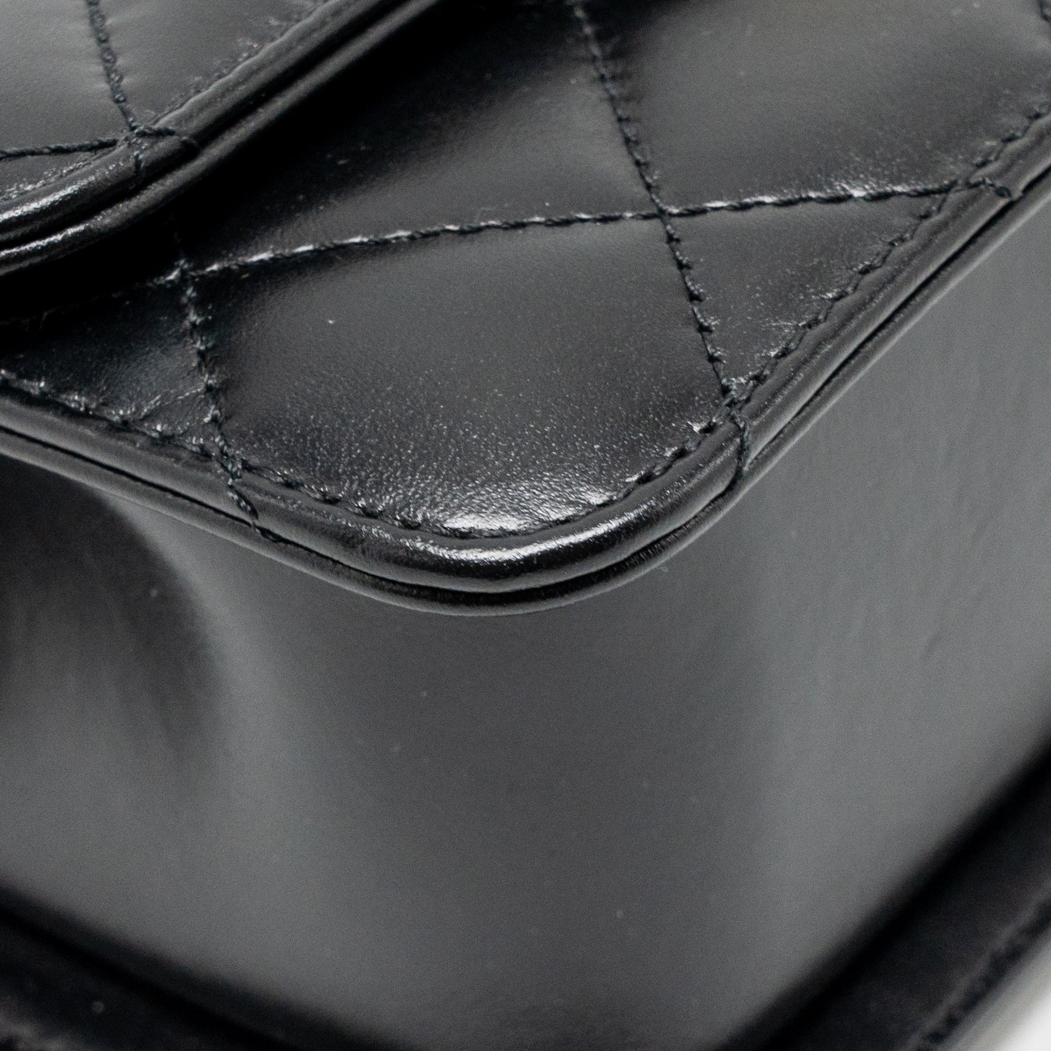 CHANEL GOLD CRUSH MINI FLAP BAG SHINY CALFSKIN BLACK GHW (MICROCHIP)
