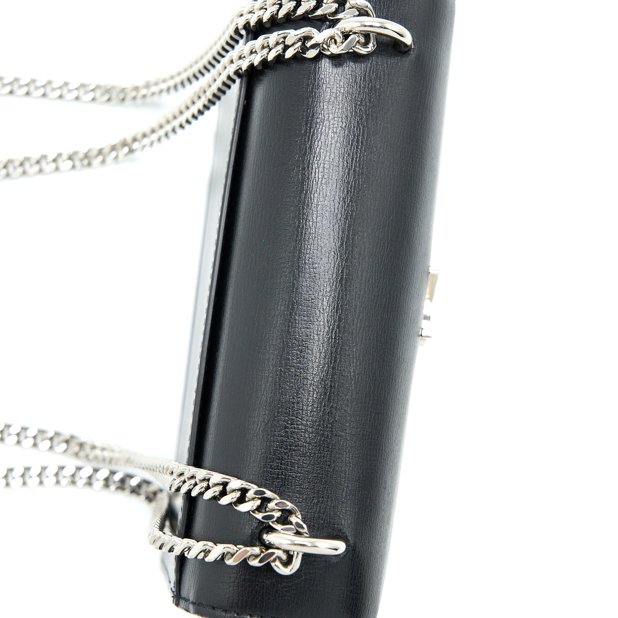 SAINT LAURENT SUNSET CHAIN WALLET SMOOTH CALFSKIN BLACK SHW