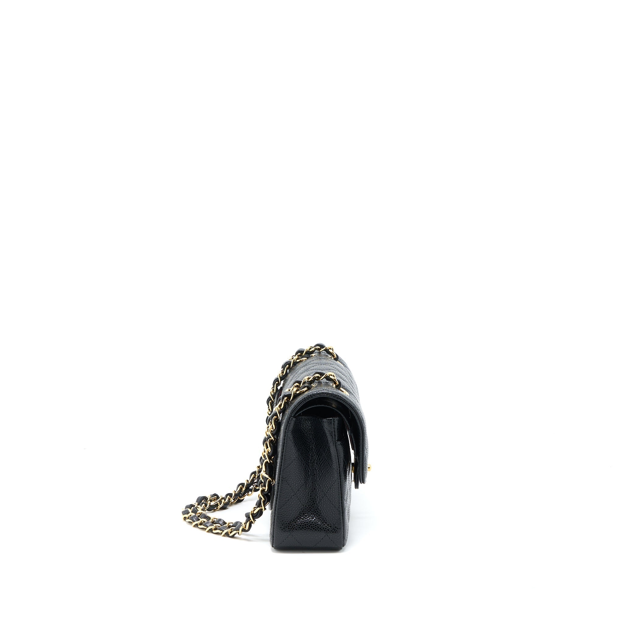 CHANEL SMALL CLASSIC DOUBLE FLAP BAG CAVIAR BLACK GHW (MICROCHIP)