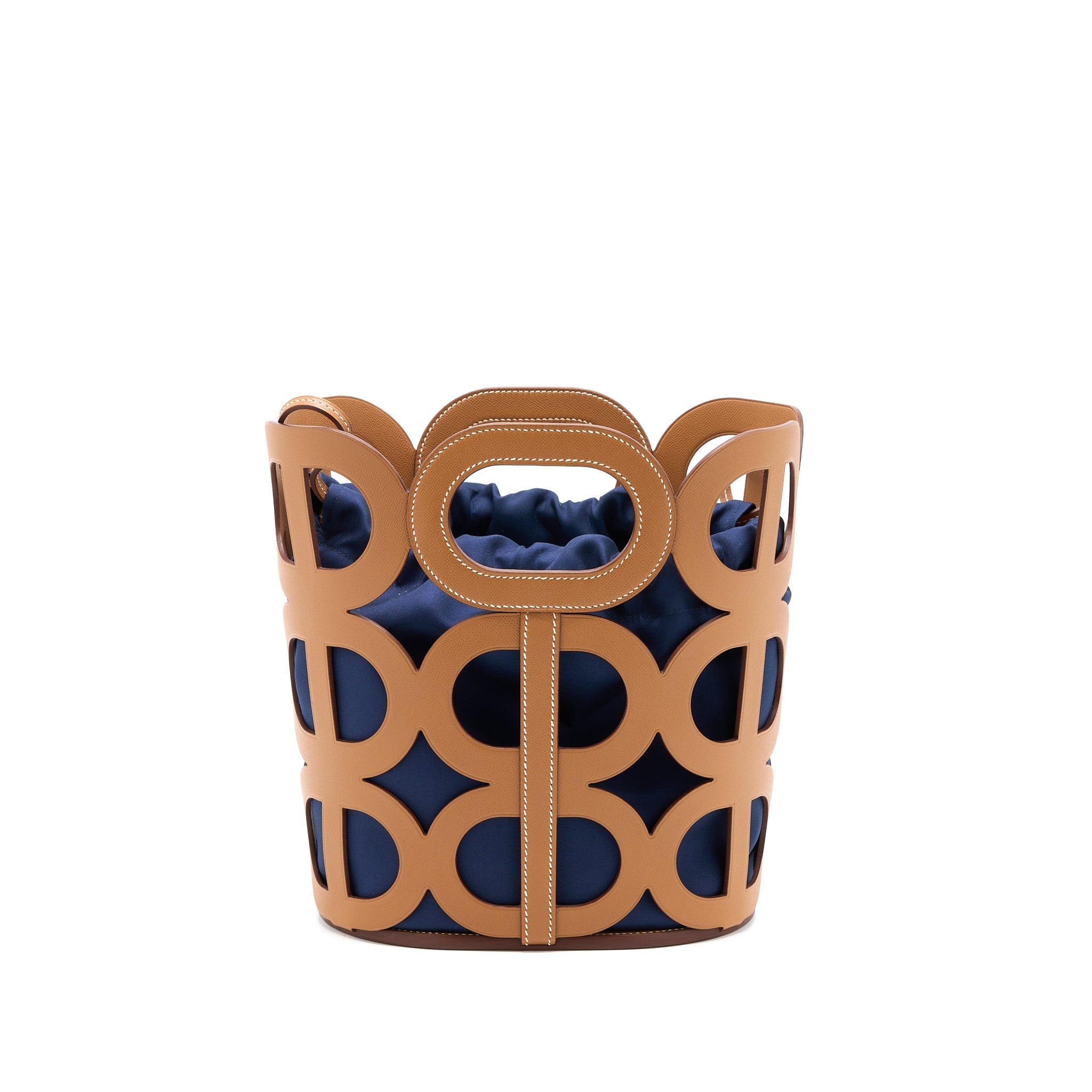 HERMES CHAINE D’ANCRE CABAS MADAME LEATHER GOLD / BLUE MARINE