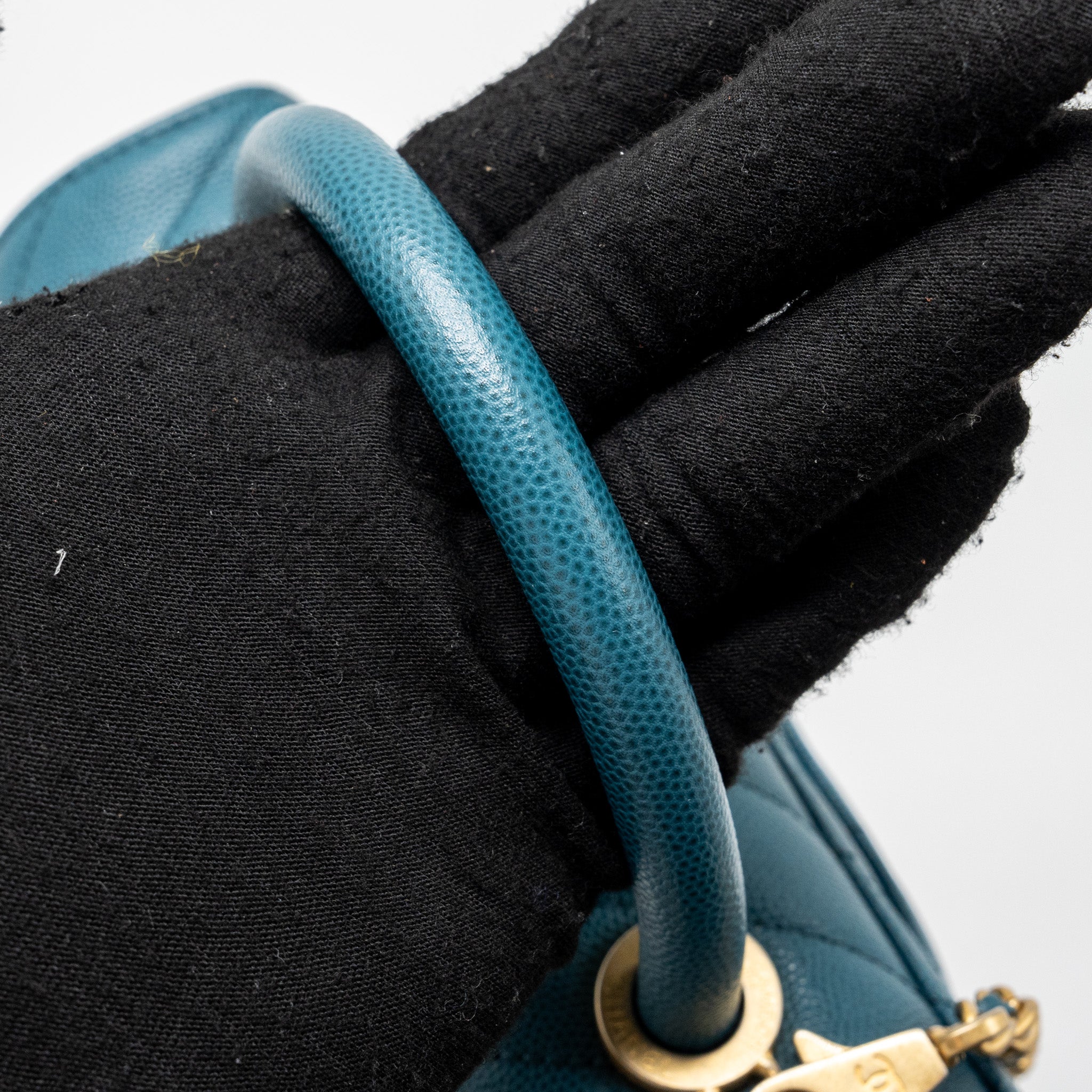 CHANEL SMALL COCO HANDLE CHEVRON CAVIAR GREEN BRUSHED GHW