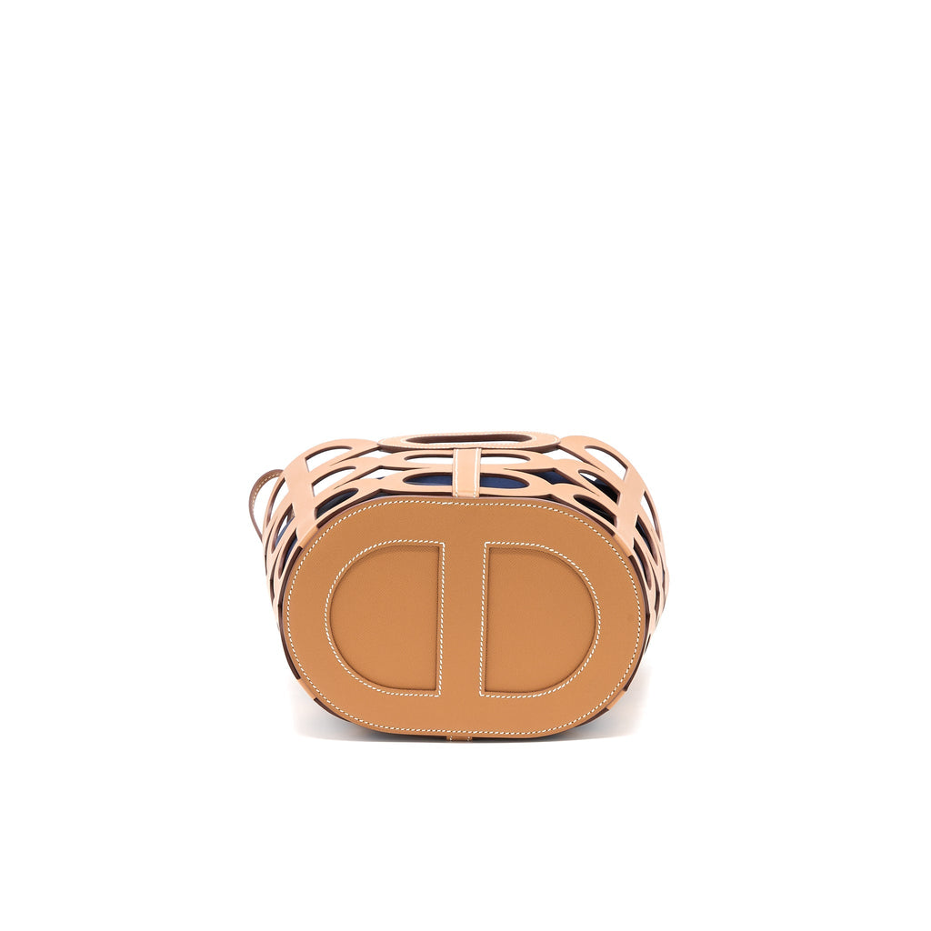 HERMES CHAINE D’ANCRE CABAS MADAME LEATHER GOLD / BLUE MARINE