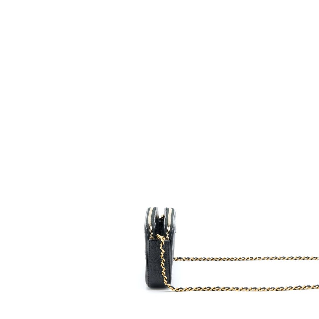 CHANEL FILIGREE LONG WALLET ON CHAIN CAVIAR BLACK GHW