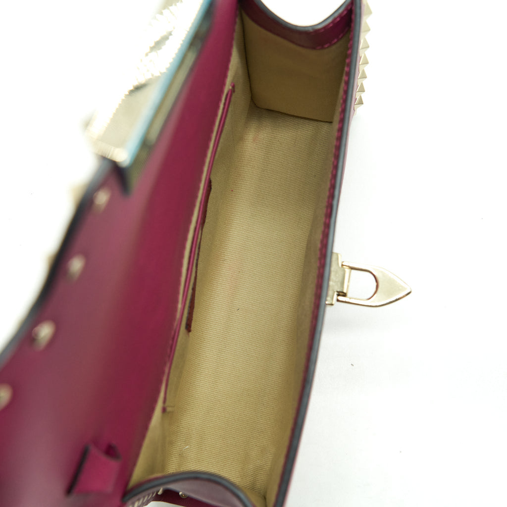 VALENTINO ROCKSTUD FLAP BAG DARK PINK LGHW
