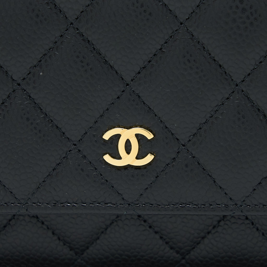 CHANEL CLASSIC WALLET ON CHAIN CAVIAR BLACK GHW (MICROCHIP)