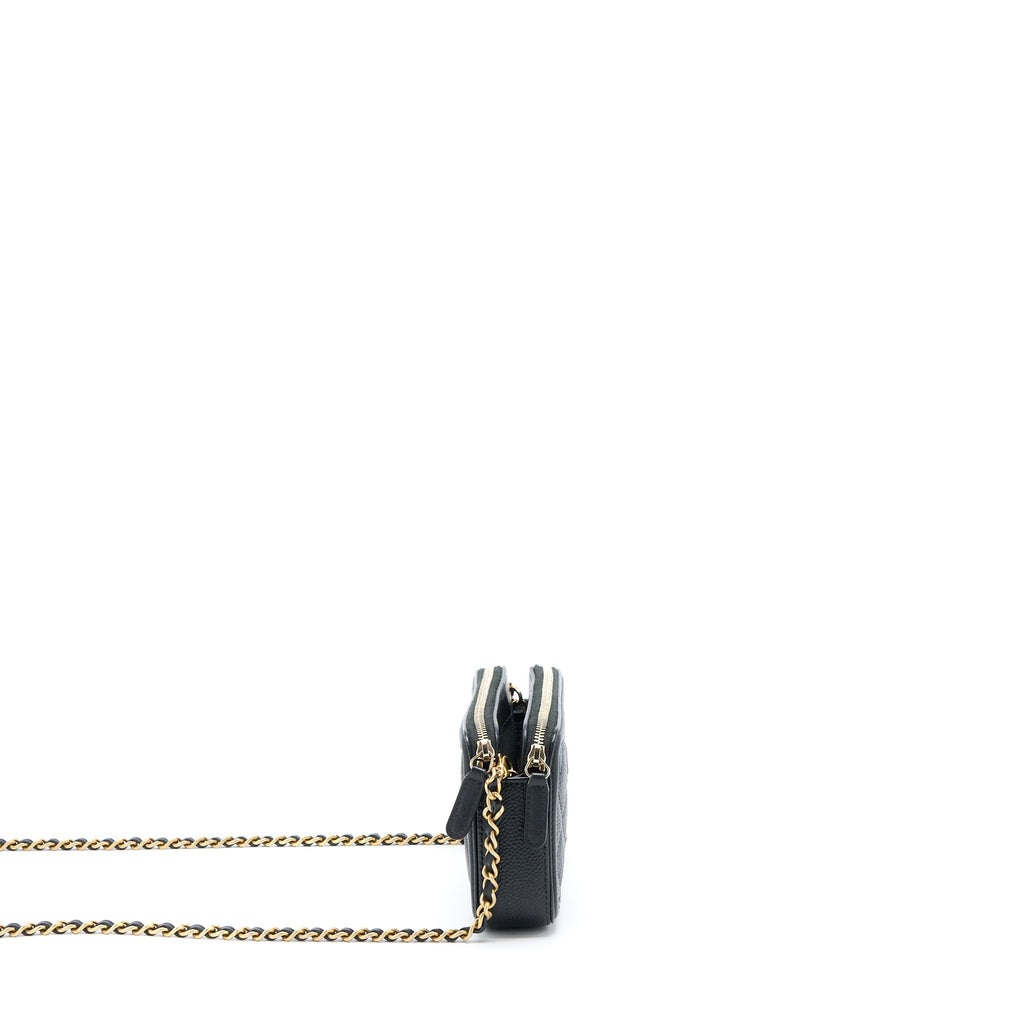 CHANEL FILIGREE LONG WALLET ON CHAIN CAVIAR BLACK GHW