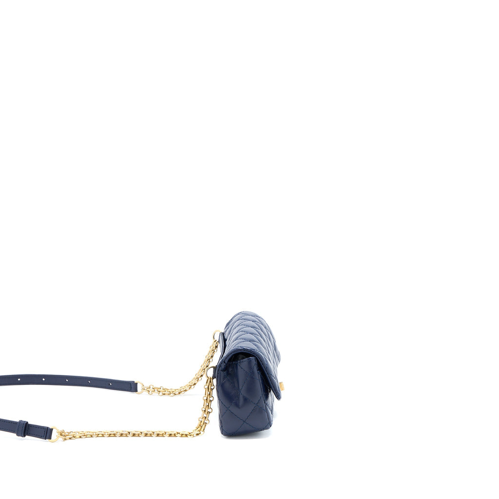 CHANEL 2.55 REISSUE MINI WAIST BELT BAG AGED CALFSKIN NAVY GHW