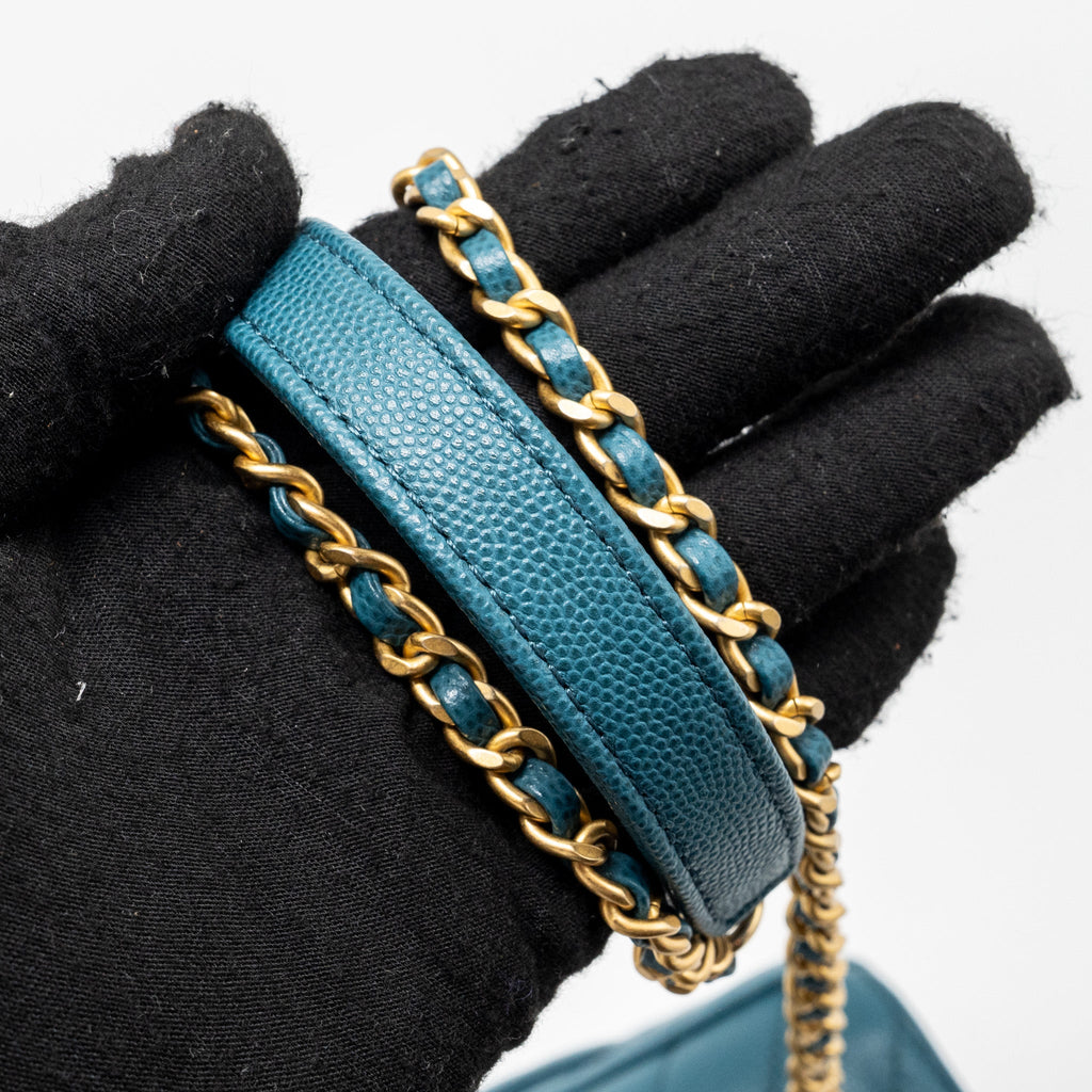 CHANEL SMALL COCO HANDLE CHEVRON CAVIAR GREEN BRUSHED GHW