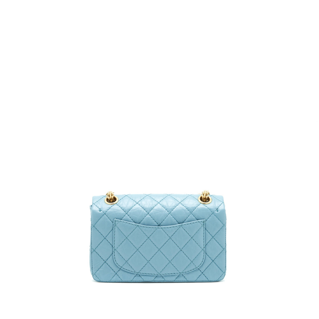 CHANEL MINI 2.55 REISSUE FLAP BAG LIGHT BLUE CALFSKIN GHW
