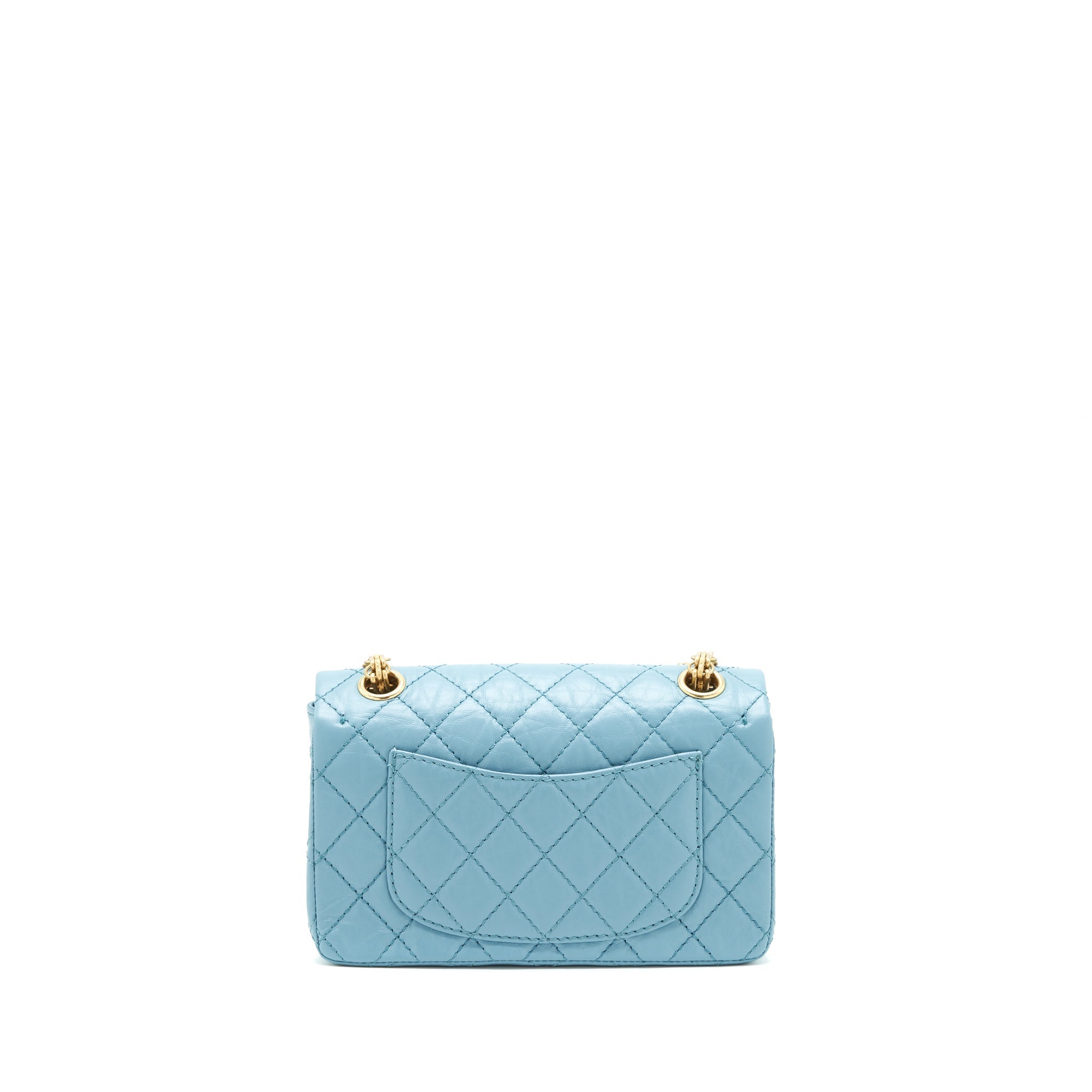 CHANEL MINI 2.55 REISSUE FLAP BAG LIGHT BLUE CALFSKIN GHW