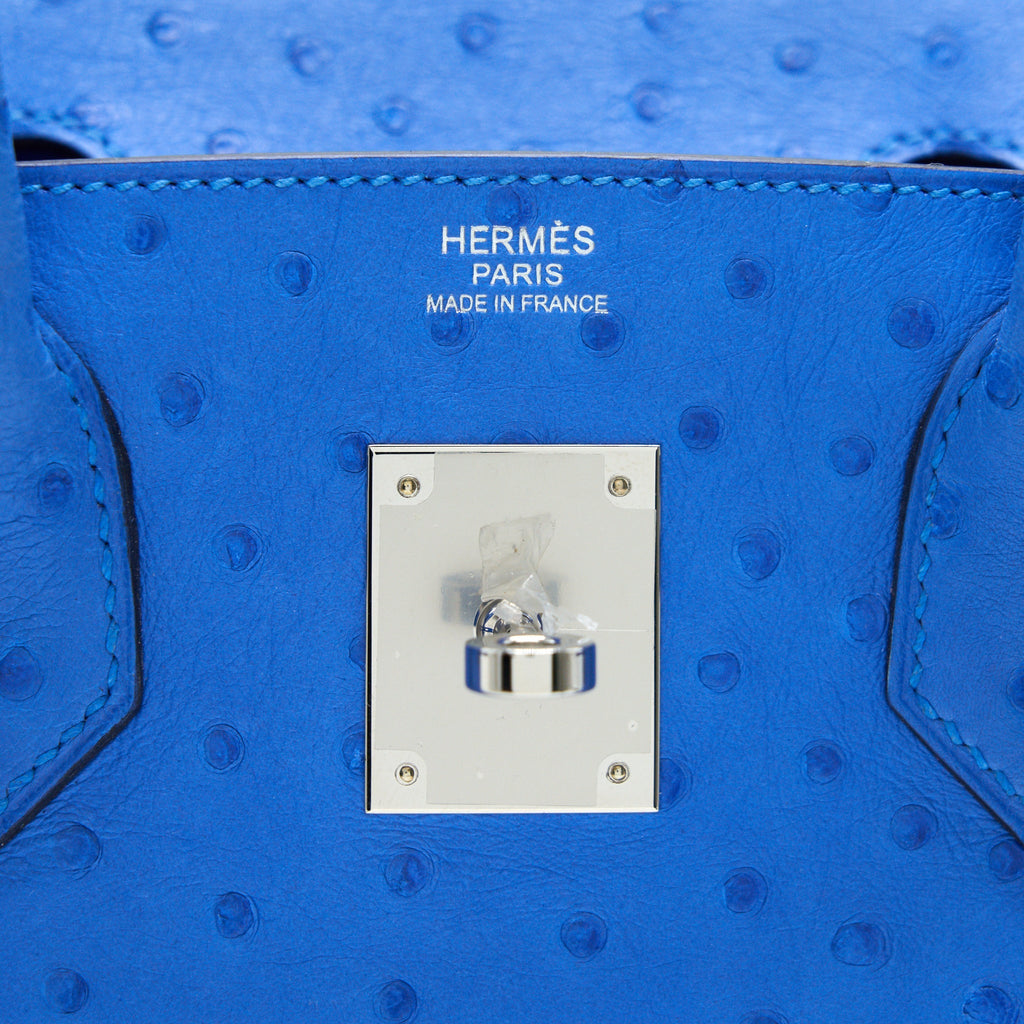 HERMES BIRKIN 30 OSTRICH 07 BLEUET SHW