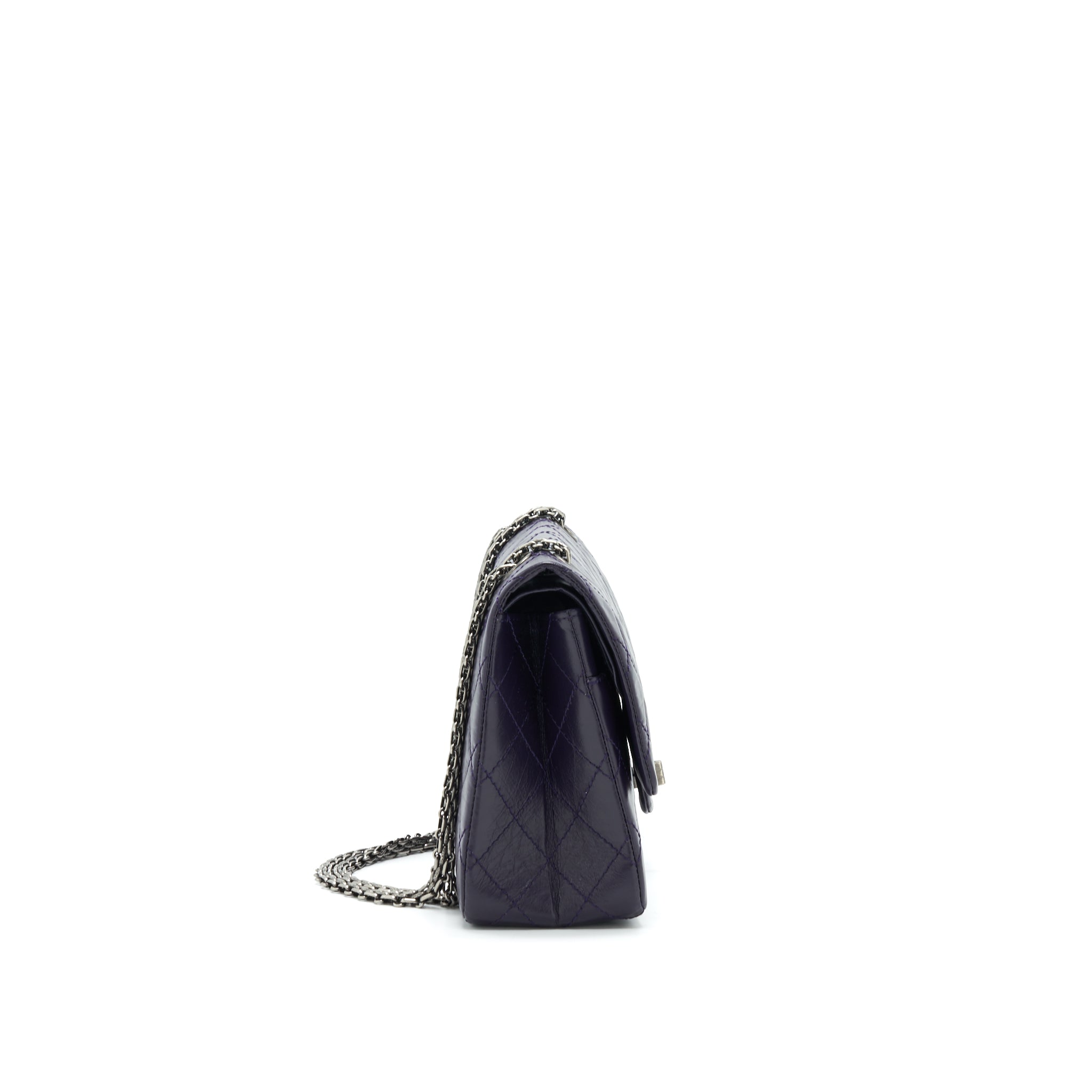 CHANEL REISSUE 226 IN DARK PURPLE WITH SILVER RUTHENIUM HARDWARE