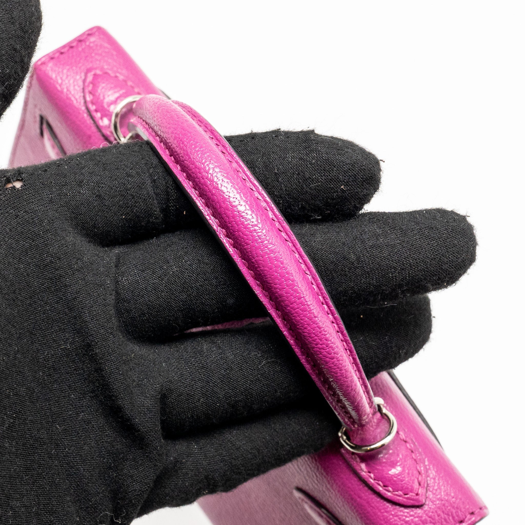 HERMES MINI KELLY CHÈVRE MYSORE ROSE POURPRE SHW
