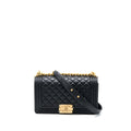 CHANEL MEDIUM BOY BAG CALFSKIN BLACK GHW (MICROCHIP)
