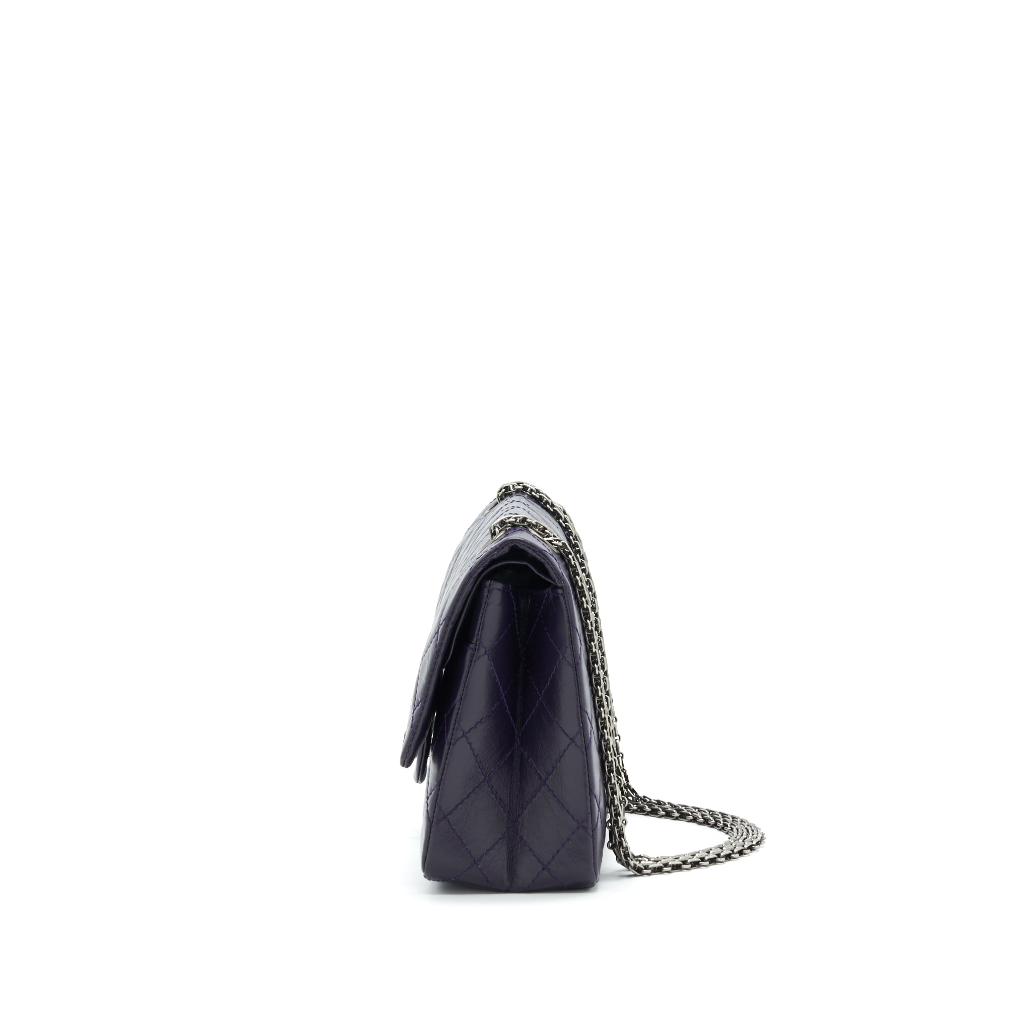 CHANEL REISSUE 226 IN DARK PURPLE WITH SILVER RUTHENIUM HARDWARE