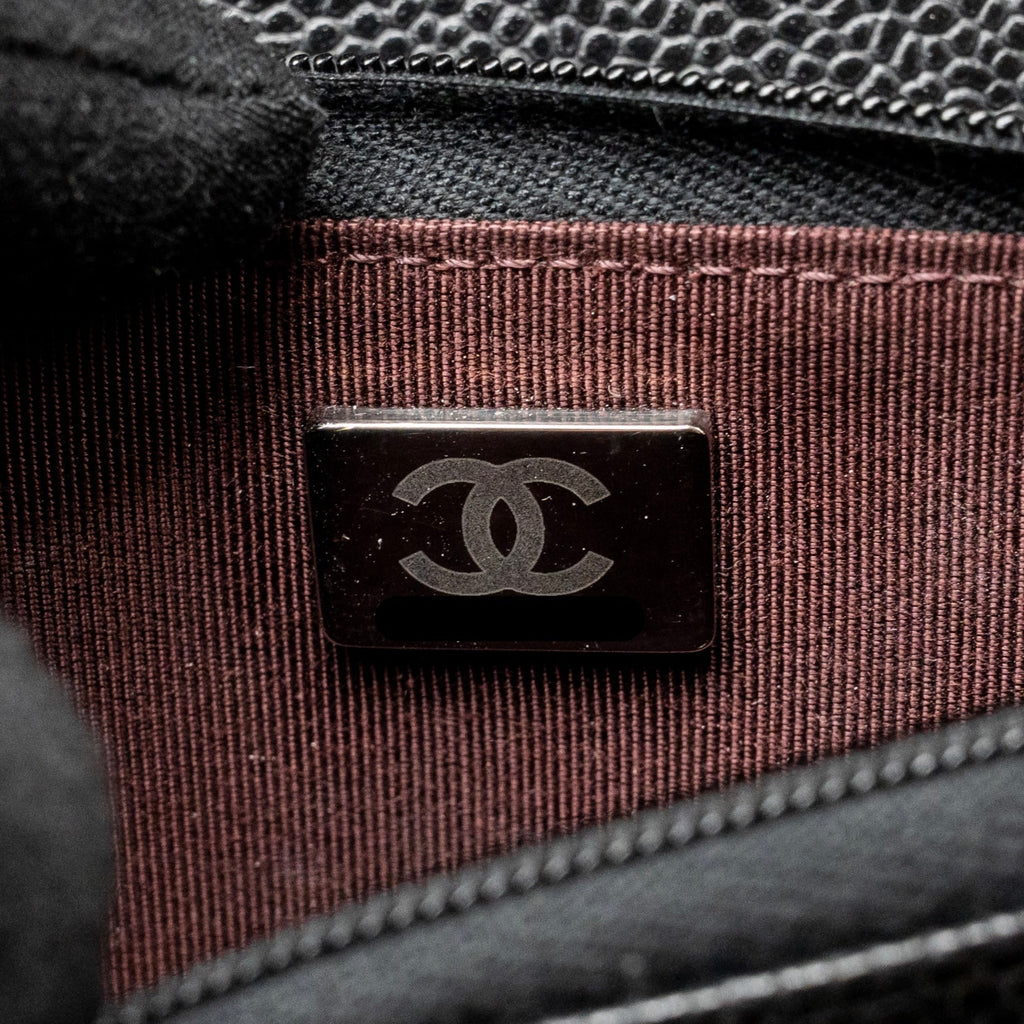 CHANEL CLASSIC WALLET ON CHAIN CAVIAR BLACK SHW (MICROCHIP)