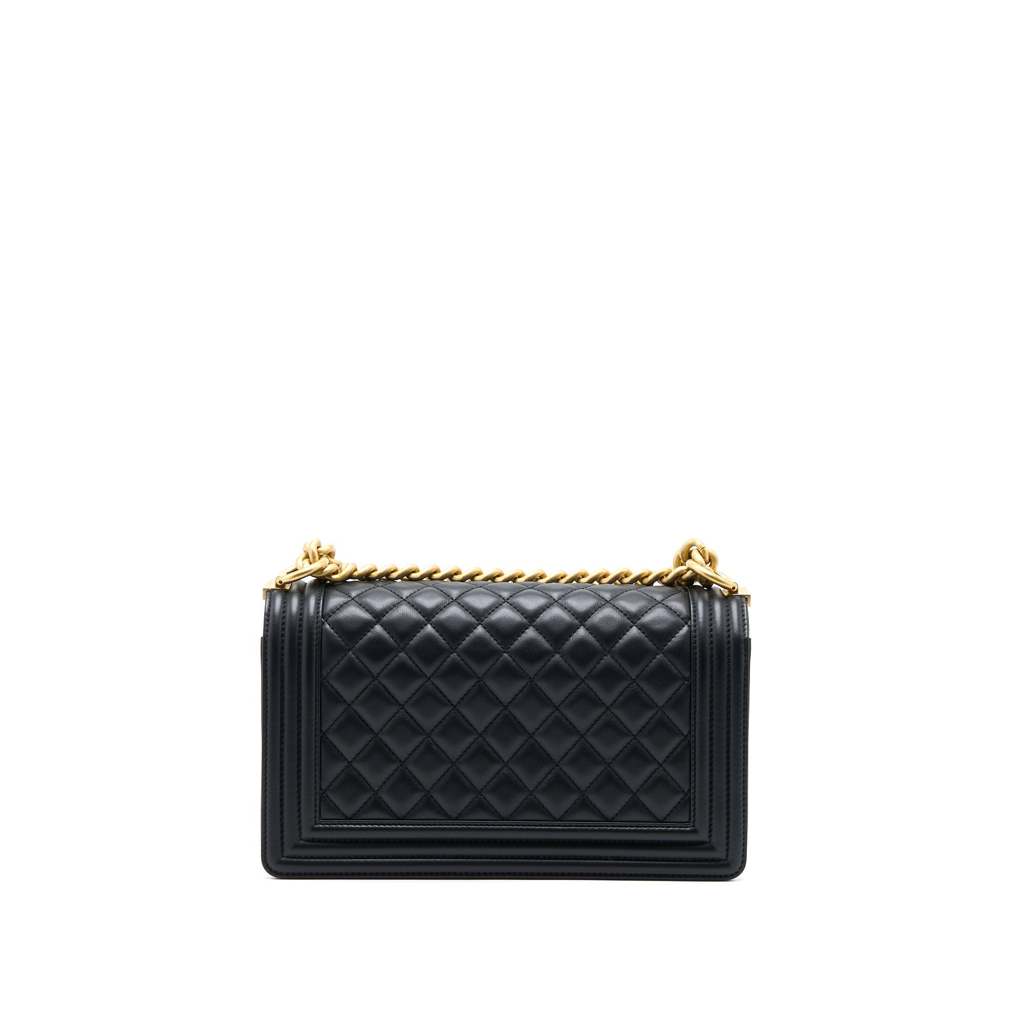 CHANEL MEDIUM BOY BAG CALFSKIN BLACK GHW (MICROCHIP)
