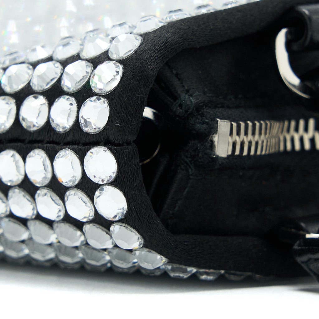 PRADA CRYSTAL SATIN HANDBAG WITH CRYSTAL BLACK SHW