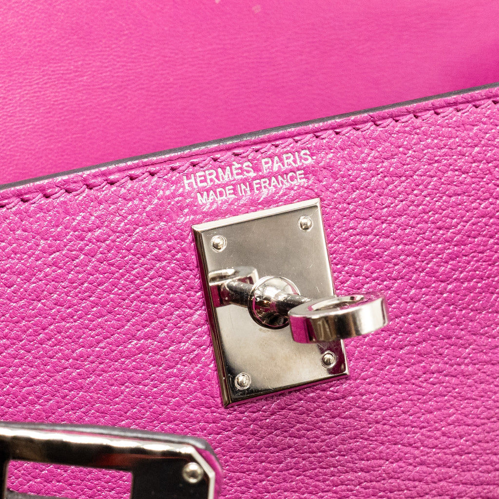 HERMES MINI KELLY CHÈVRE MYSORE ROSE POURPRE SHW