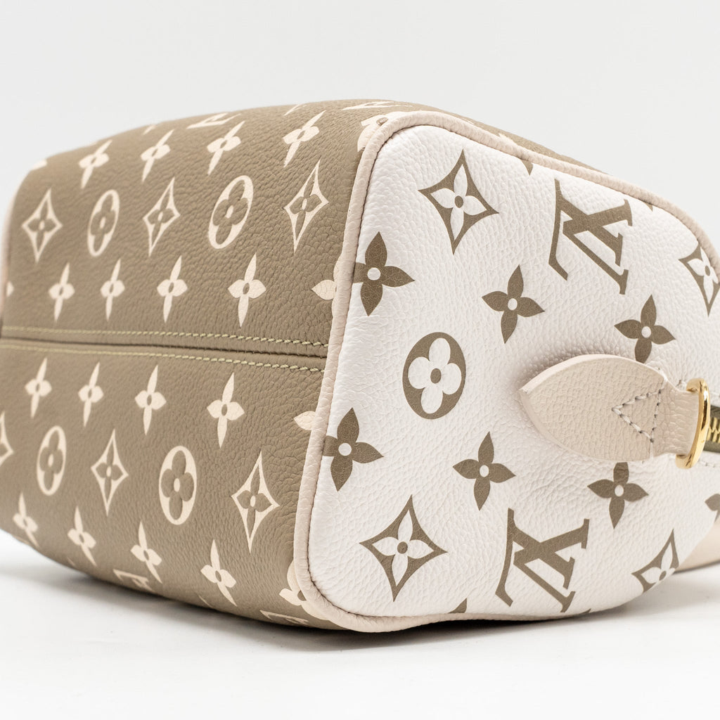 LOUIS VUITTON SPEEDY 20 BANDOULIERE BICOLOUR MONOGRAM EMPREINTE LEATHER KHAKI/BEIGE GHW