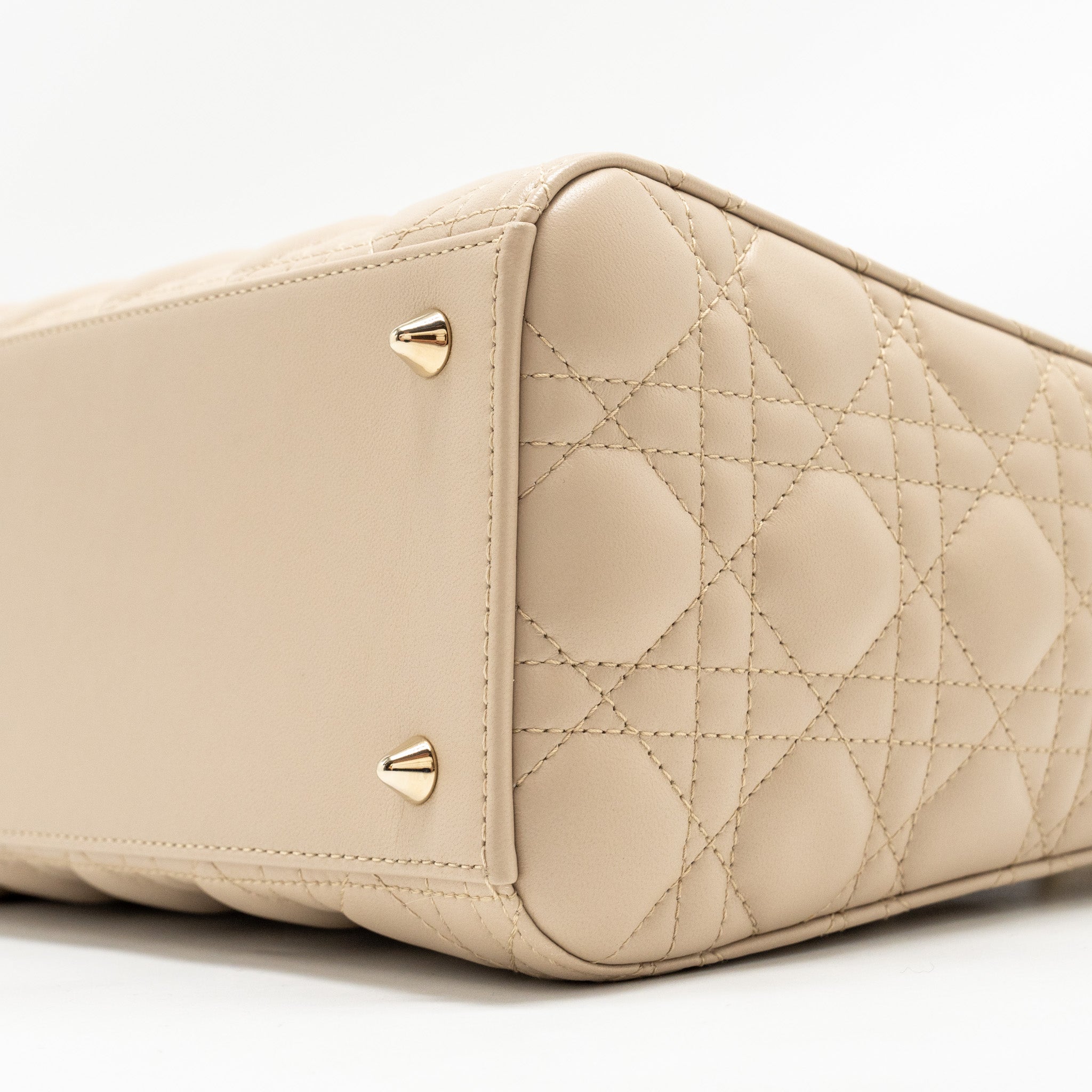 DIOR MEDIUM LADY DIOR LAMBSKIN BEIGE/BLUE LGHW